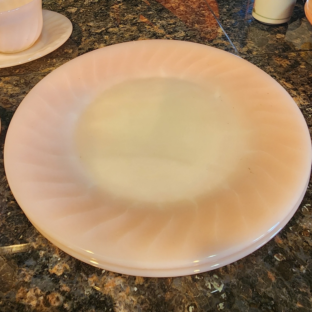 Fire King Pink Swirl Dinner Plates